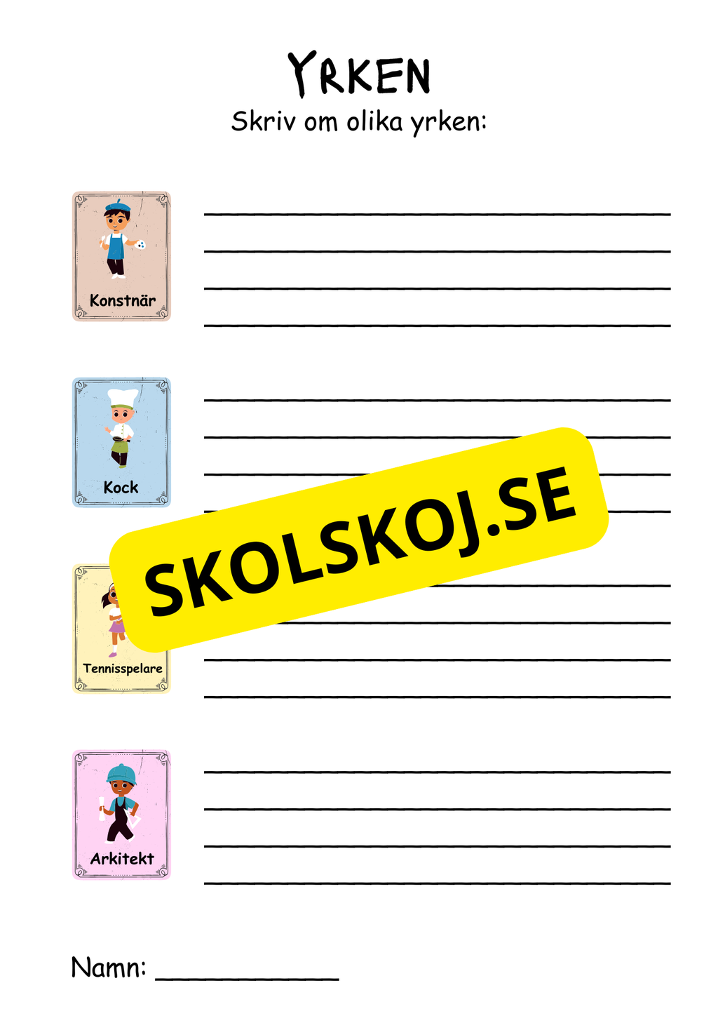Skriv om olika yrken