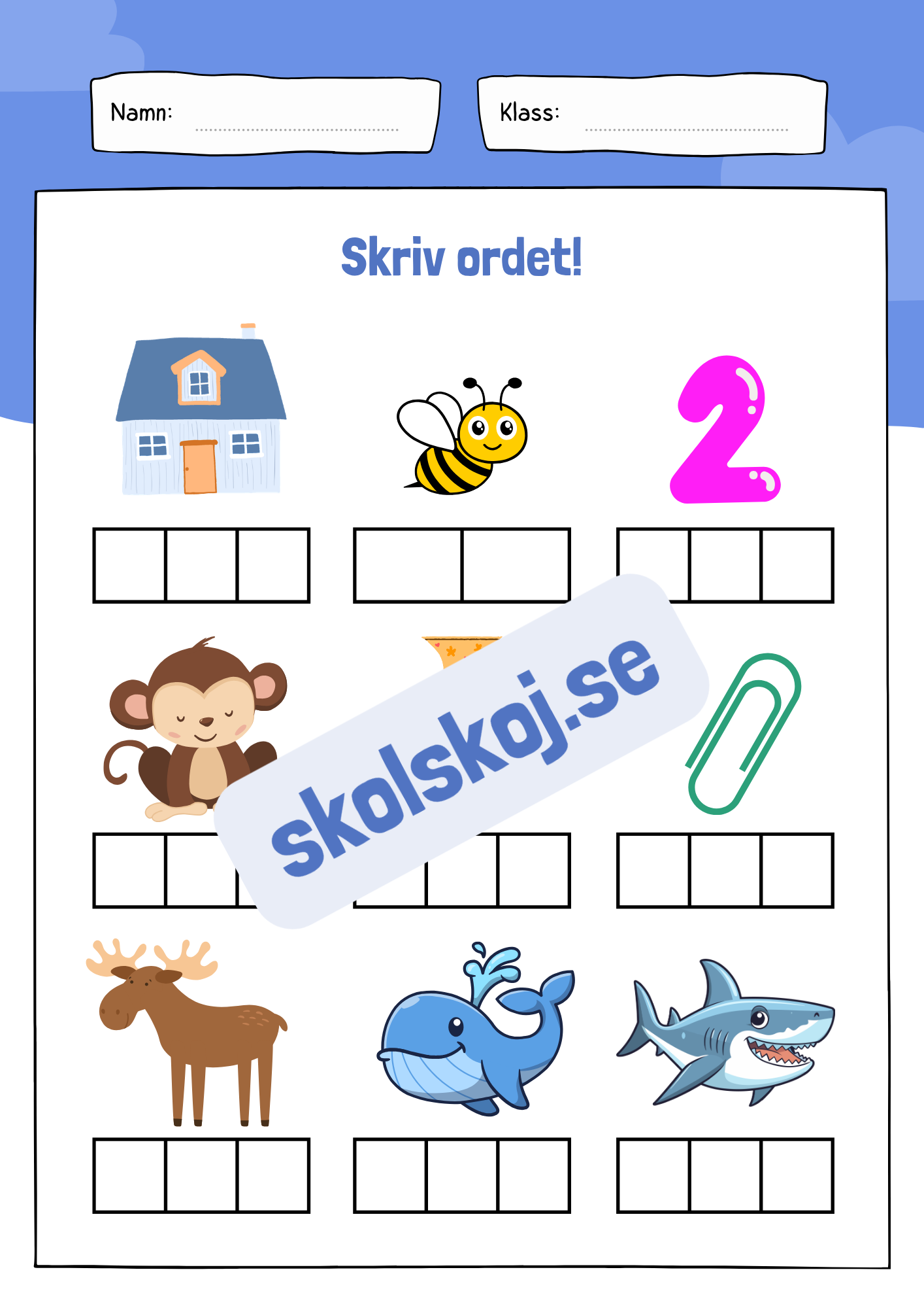 Skriv ordet - 10 sidor
