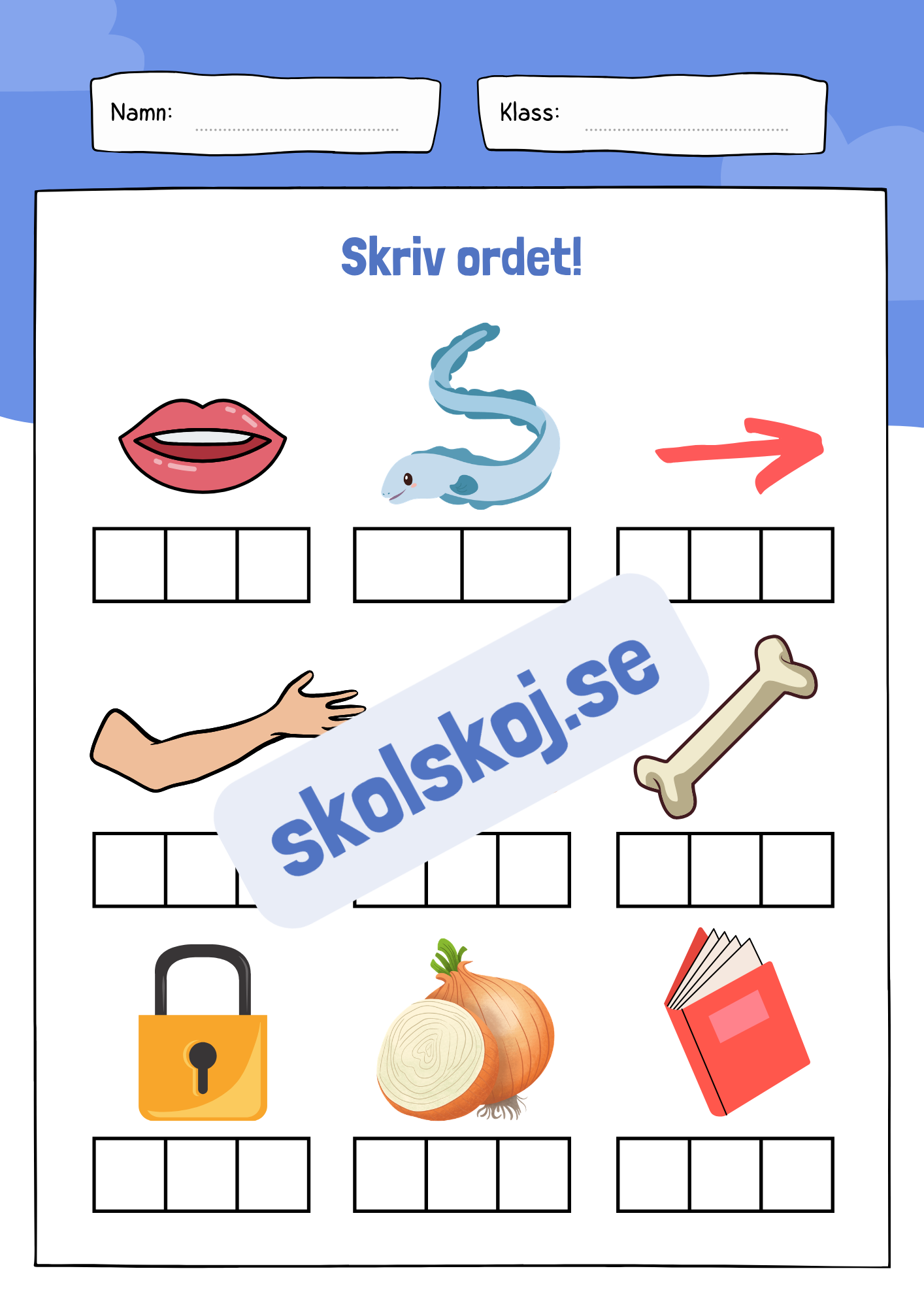 Skriv ordet - 10 sidor