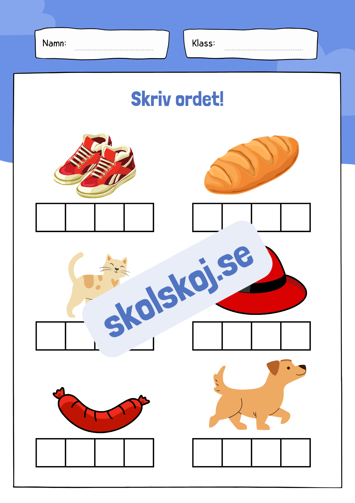 Skriv ordet - 10 sidor