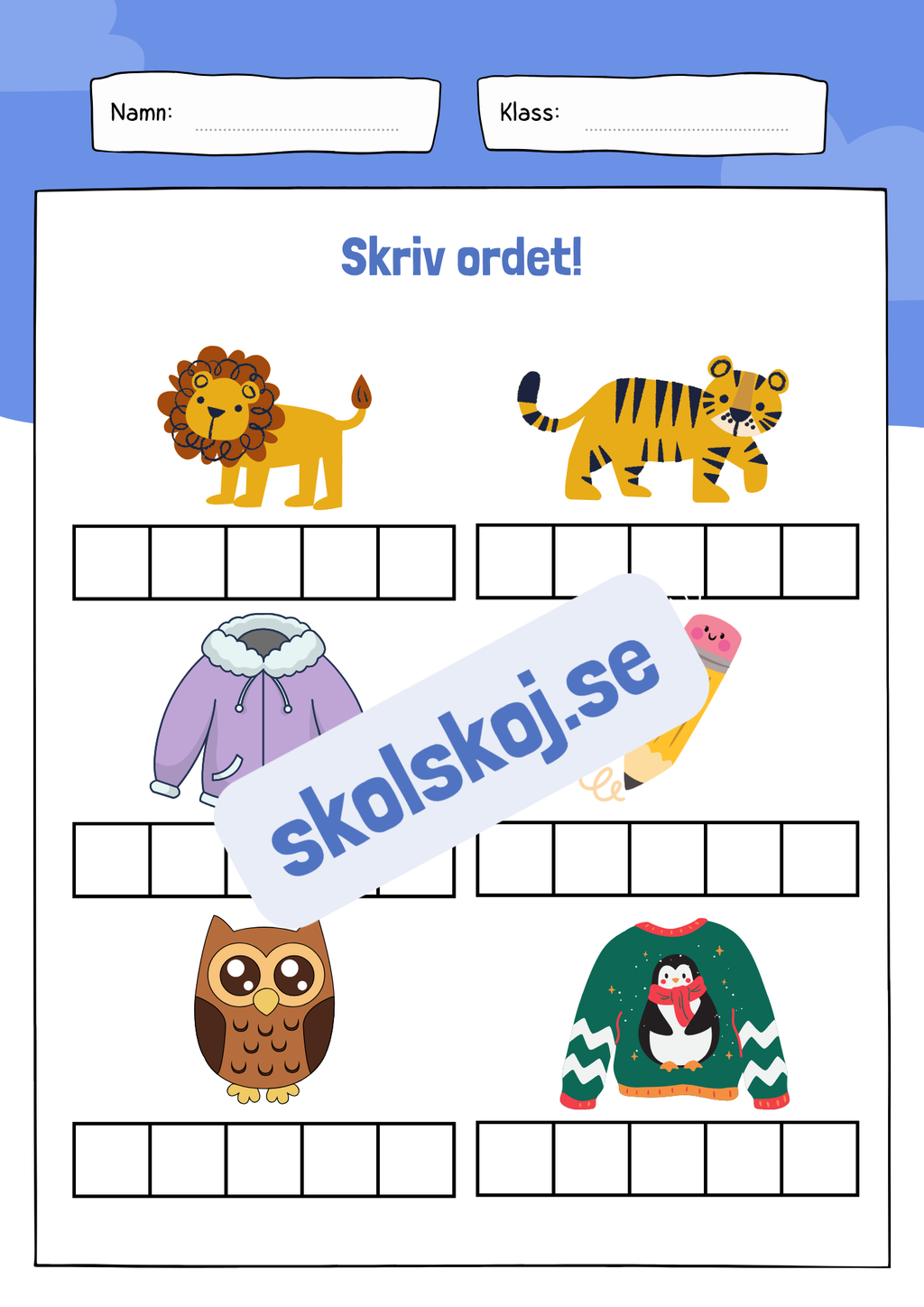 Skriv ordet - 10 sidor