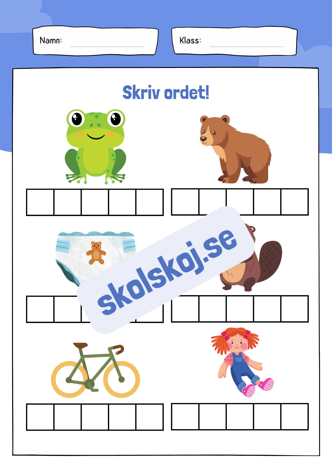 Skriv ordet - 10 sidor