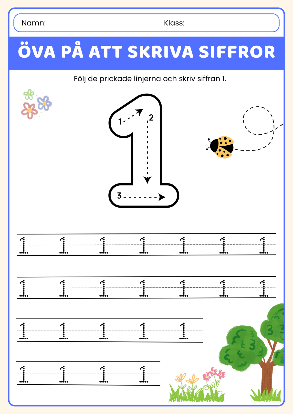 Skriv siffrorna 1–10