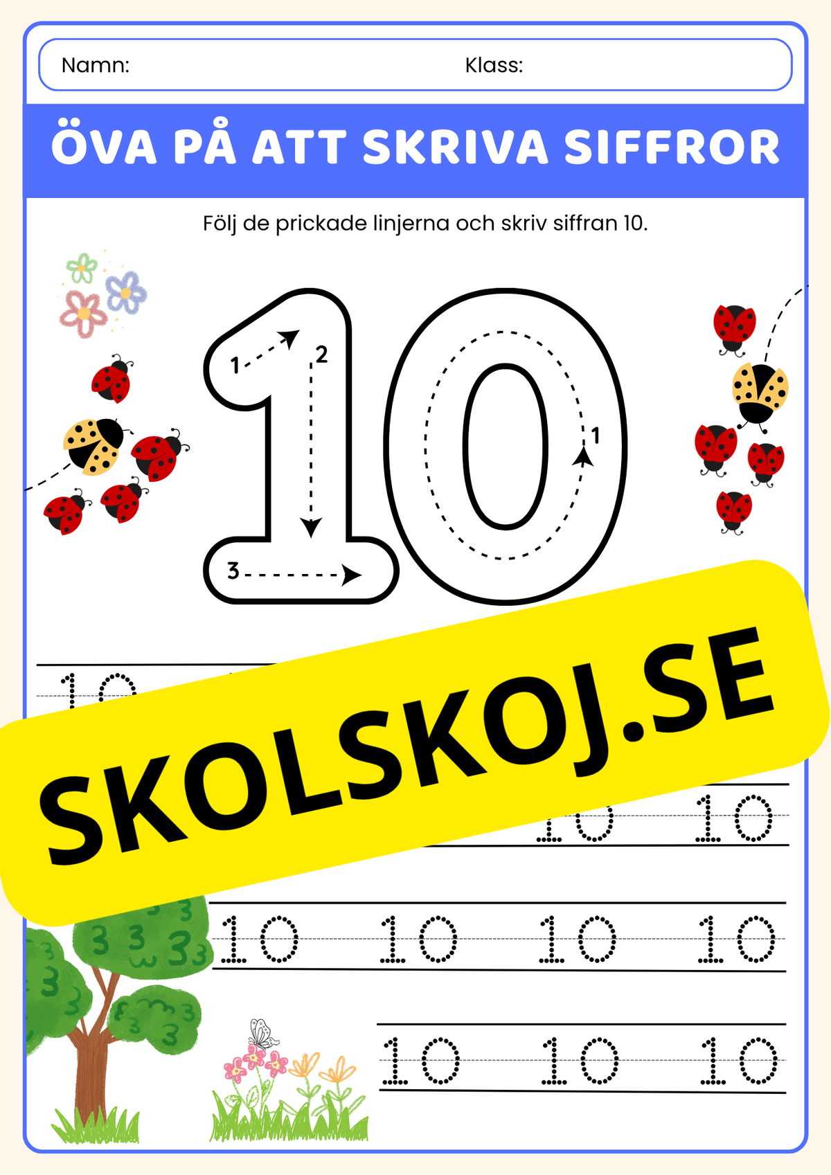 Skriv siffrorna 1–10