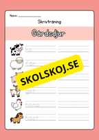 Skrivträning - Tema djur