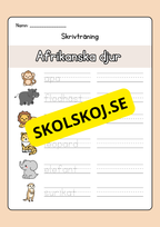 Skrivträning - Tema djur