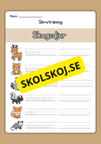 Skrivträning - Tema djur