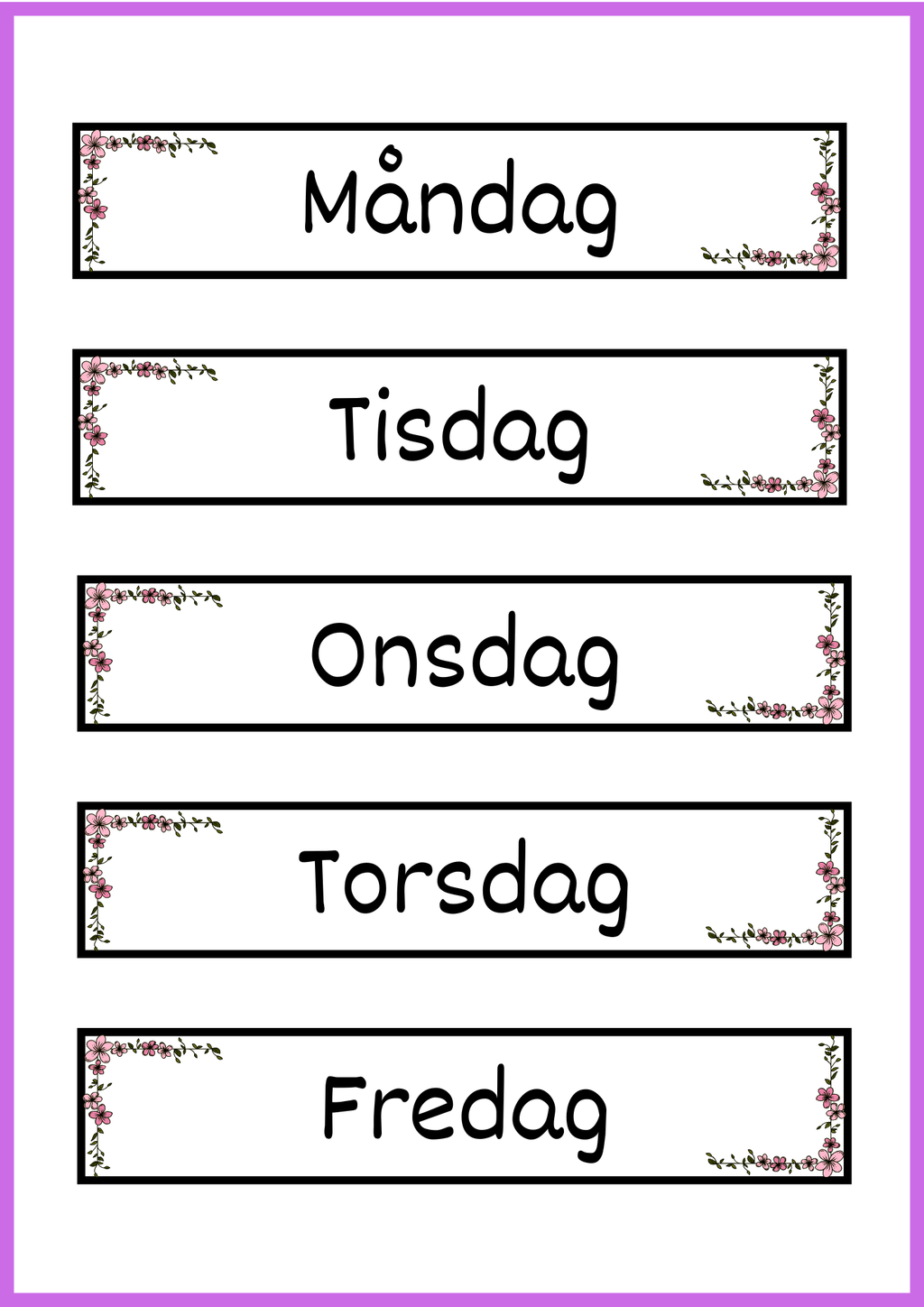Skyltar till schema på tavlan