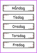 Skyltar till schema på tavlan