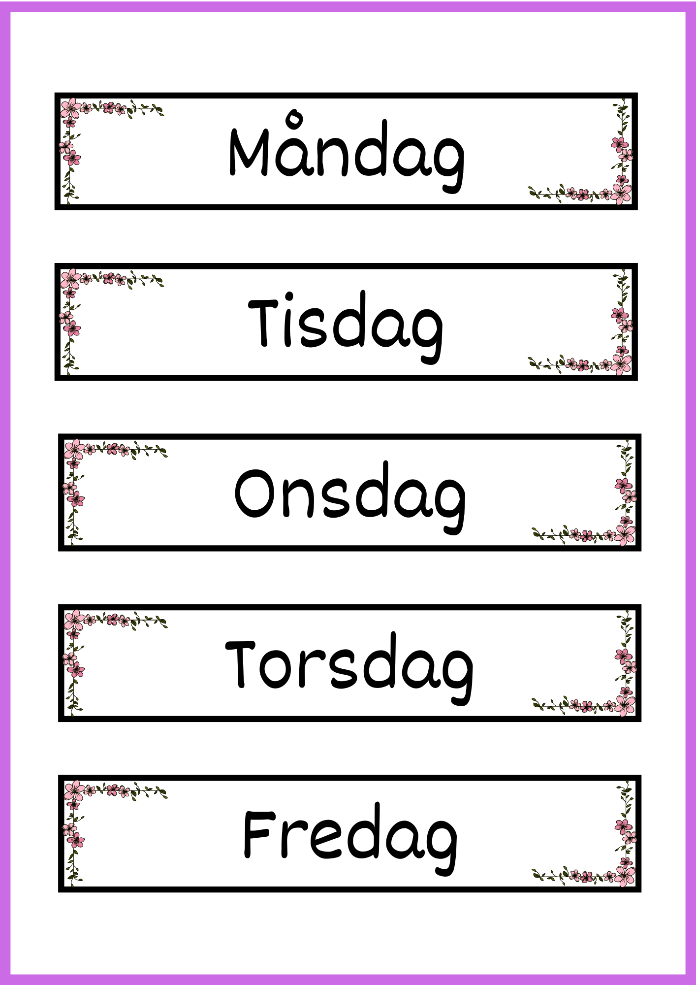 Skyltar till schema på tavlan