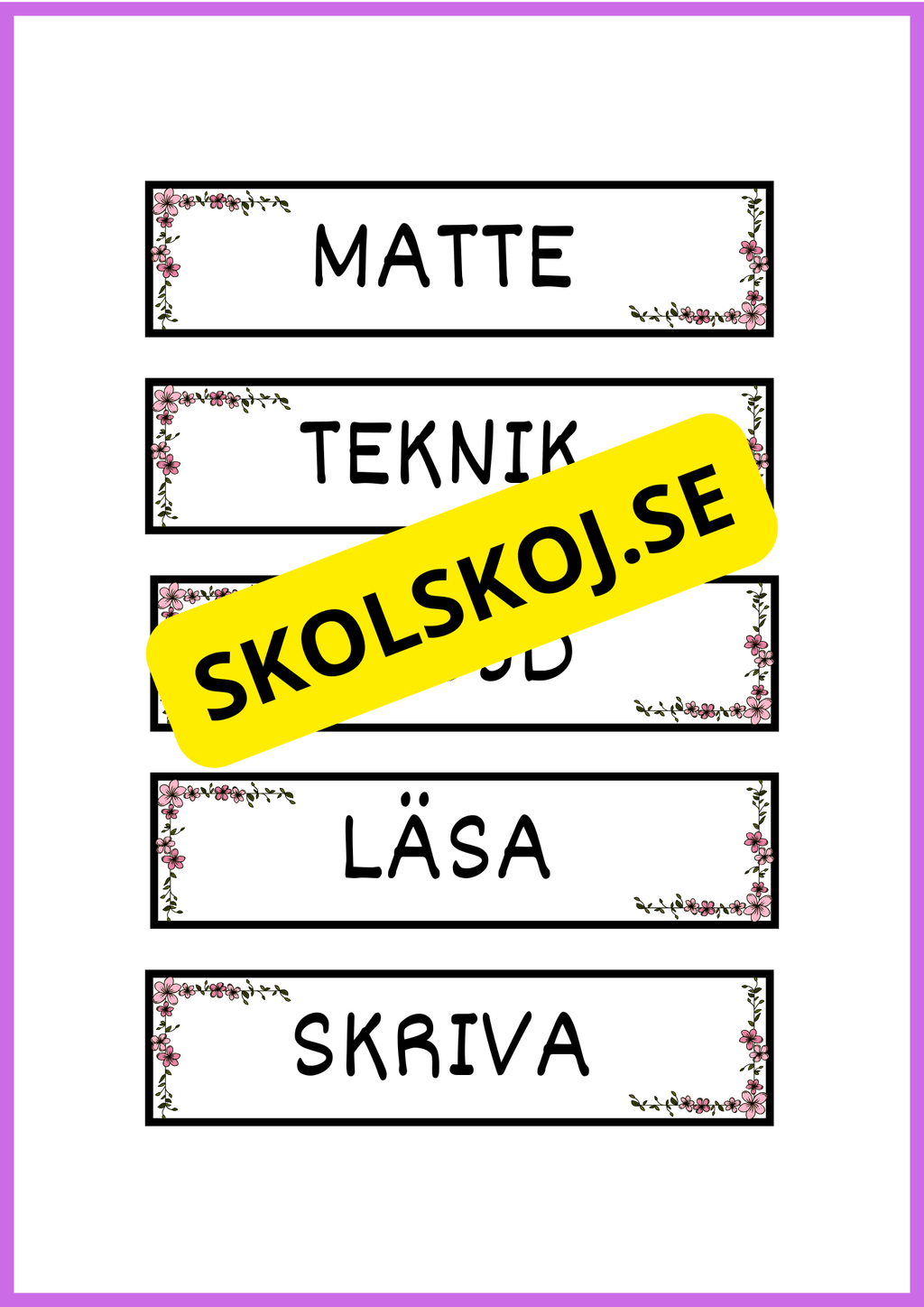 Skyltar till schema på tavlan