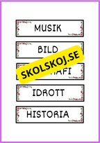 Skyltar till schema på tavlan
