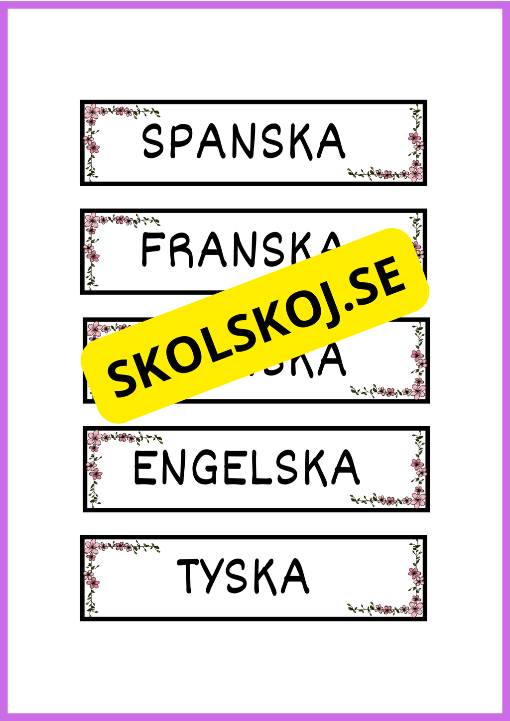 Skyltar till schema på tavlan