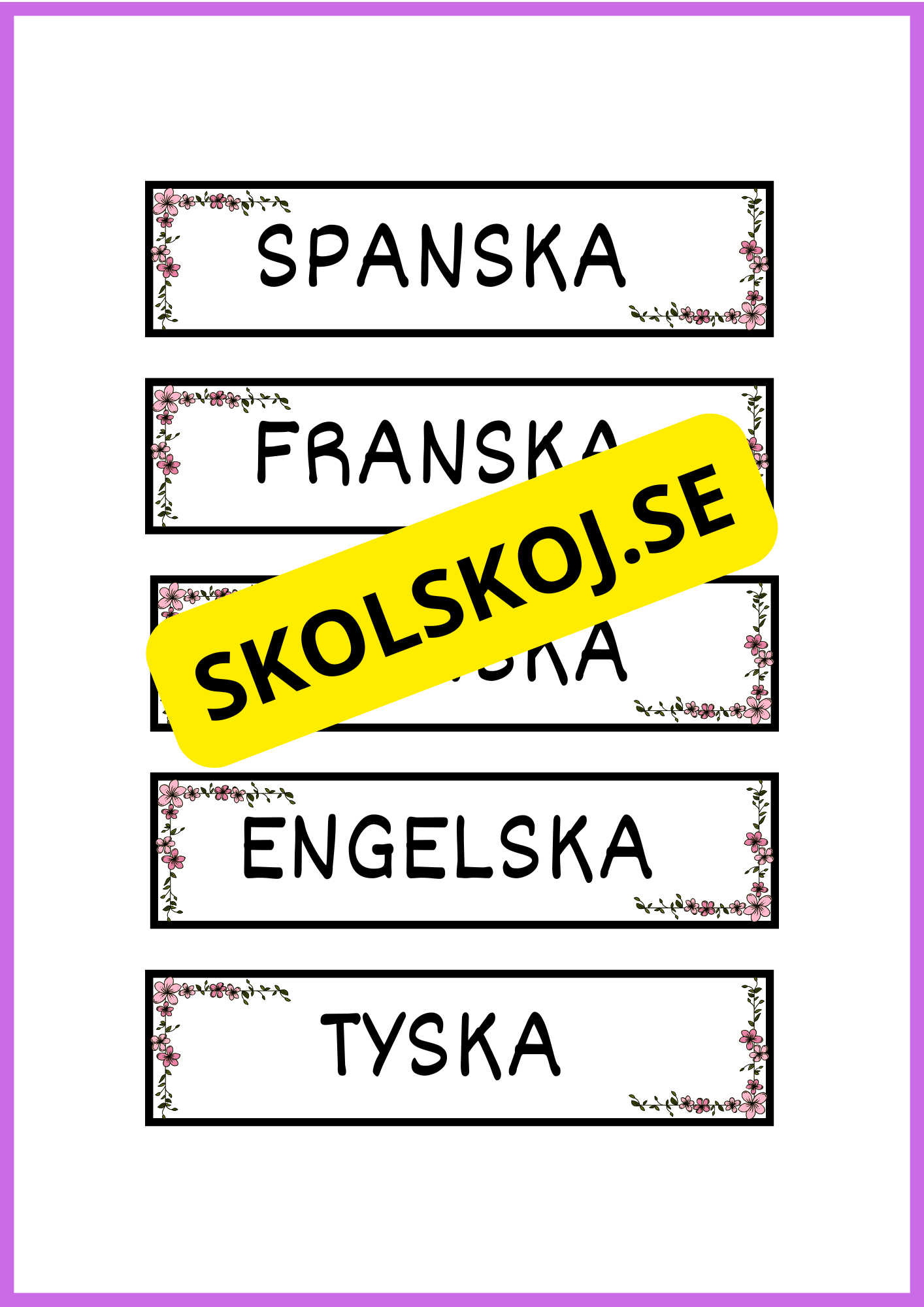 Skyltar till schema på tavlan