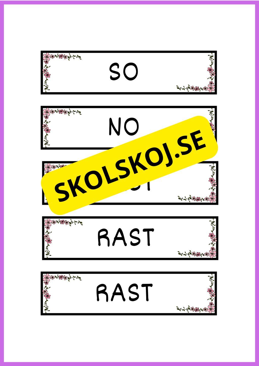 Skyltar till schema på tavlan