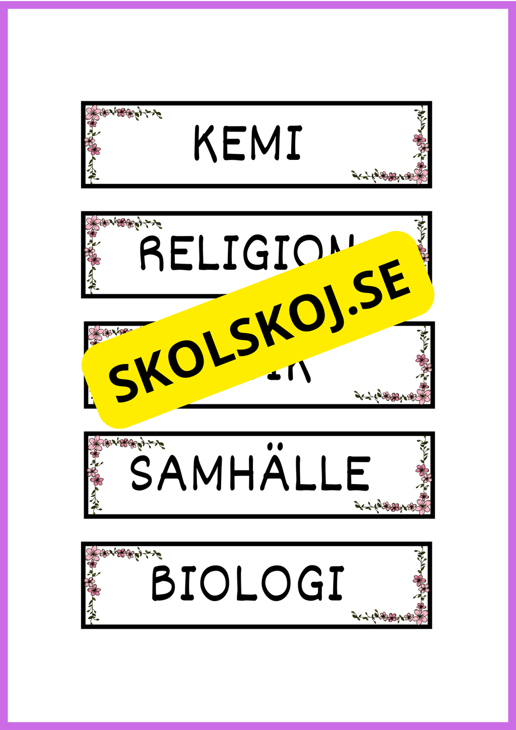 Skyltar till schema på tavlan