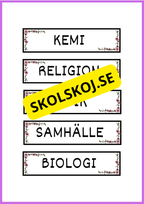 Skyltar till schema på tavlan