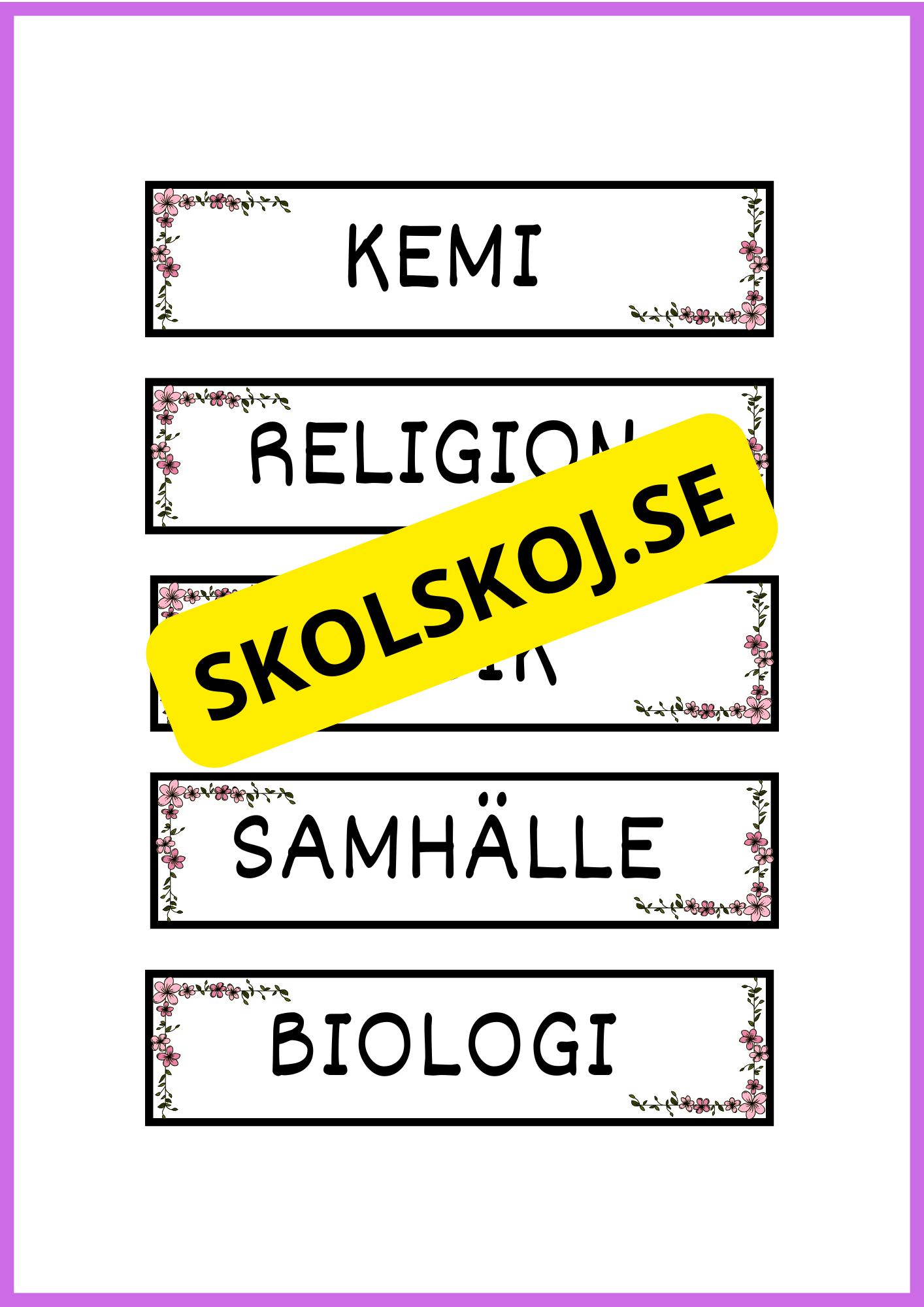Skyltar till schema på tavlan
