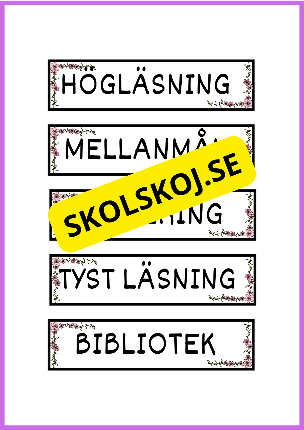 Skyltar till schema på tavlan