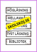 Skyltar till schema på tavlan