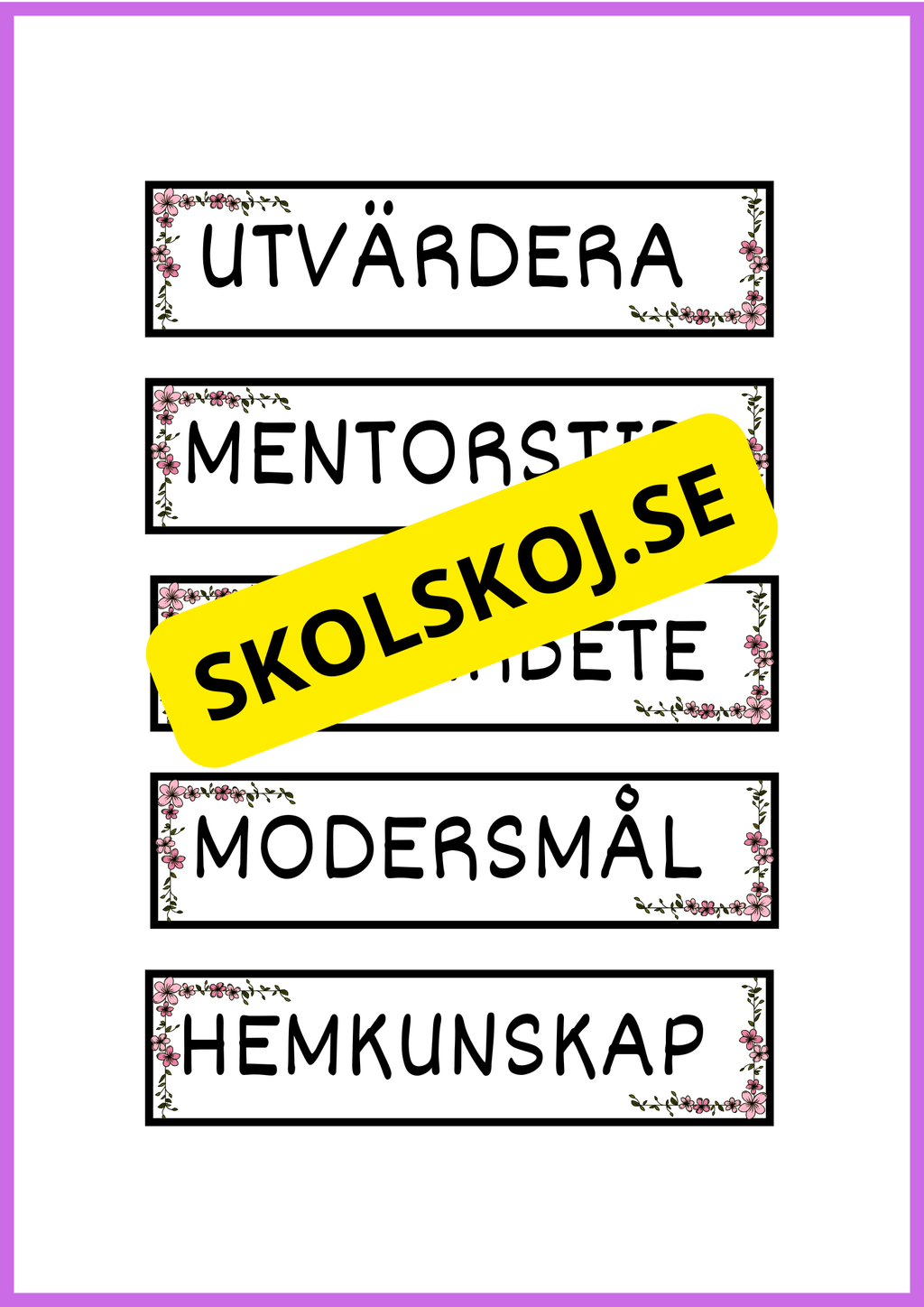 Skyltar till schema på tavlan