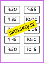 Skyltar till schema på tavlan