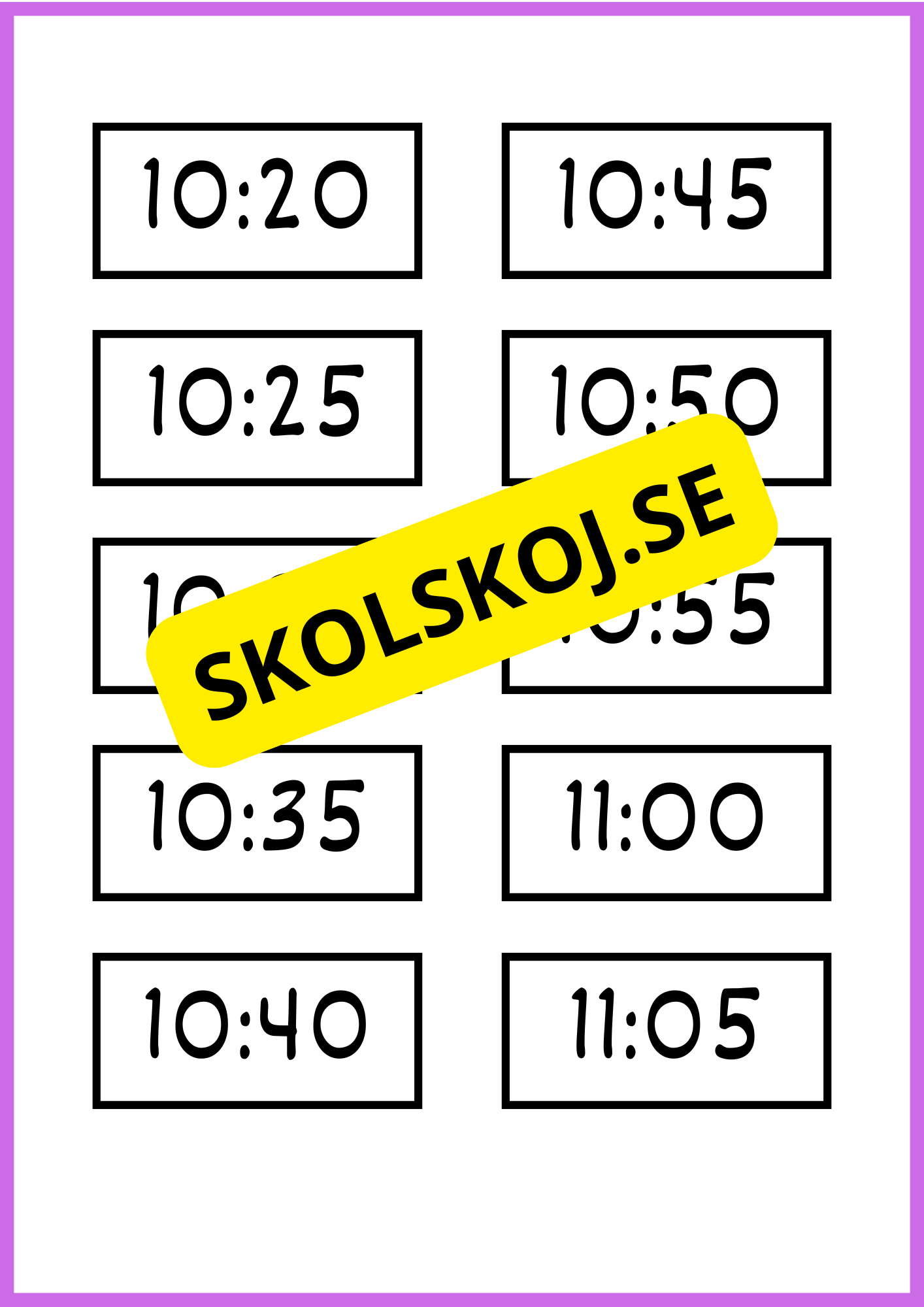 Skyltar till schema på tavlan