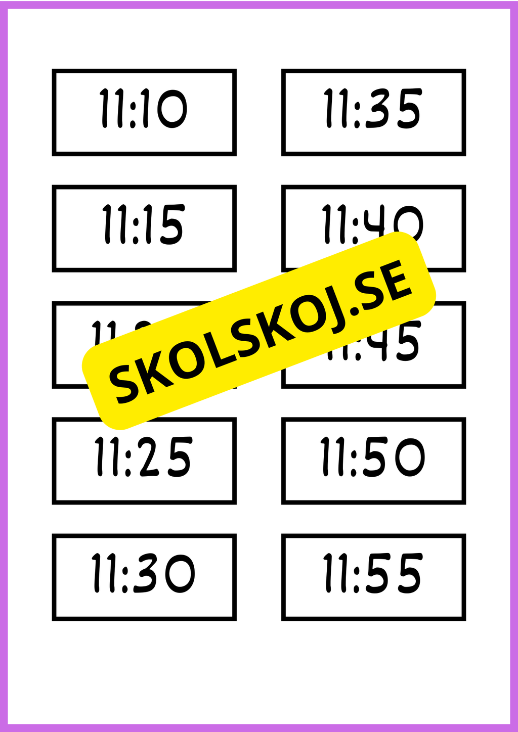 Skyltar till schema på tavlan