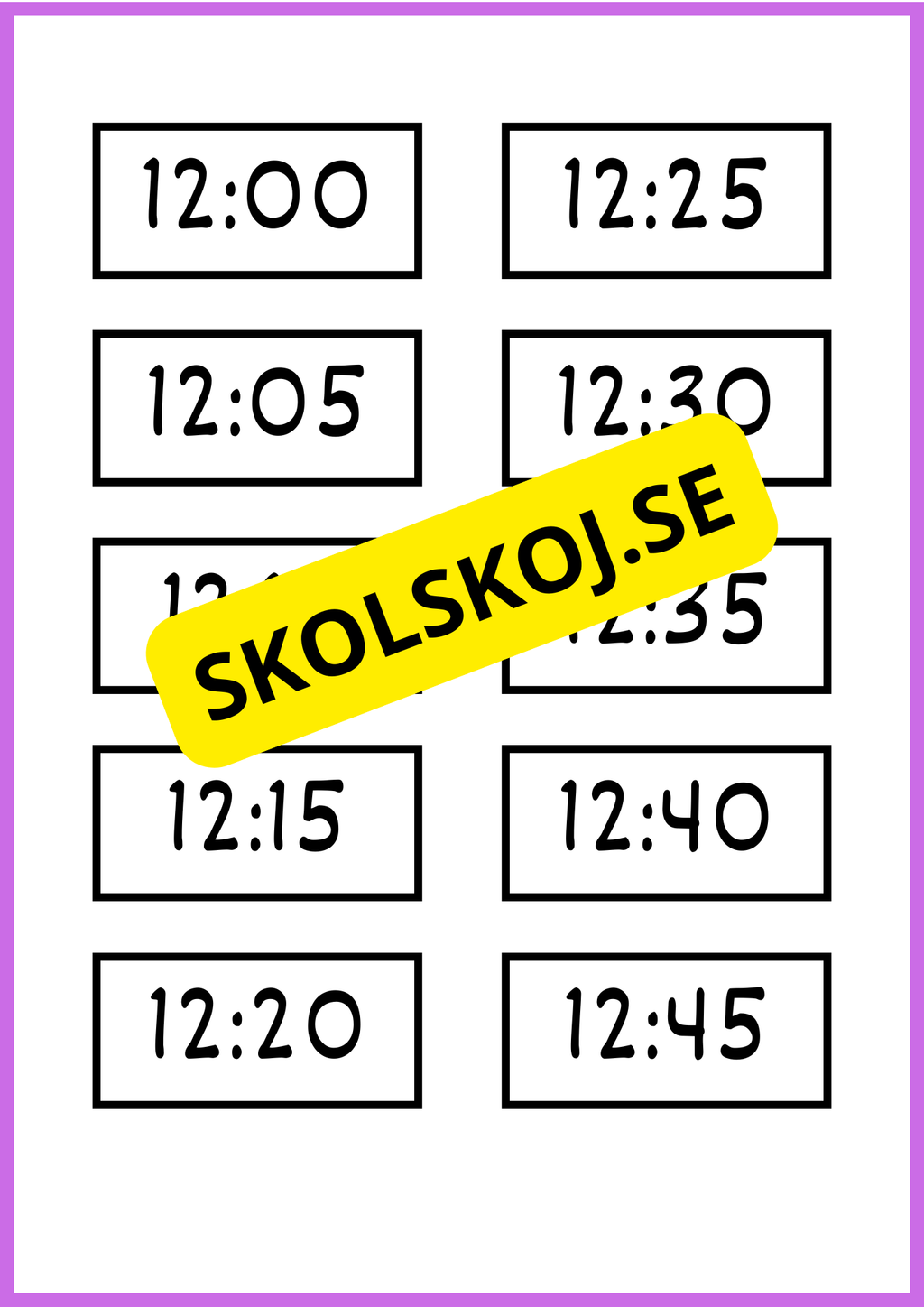 Skyltar till schema på tavlan