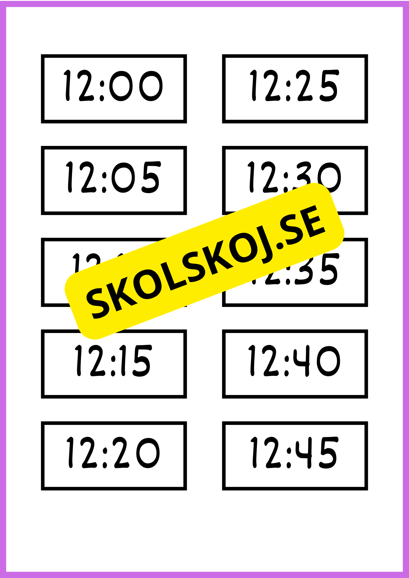Skyltar till schema på tavlan