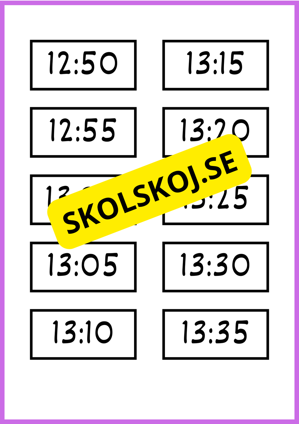 Skyltar till schema på tavlan