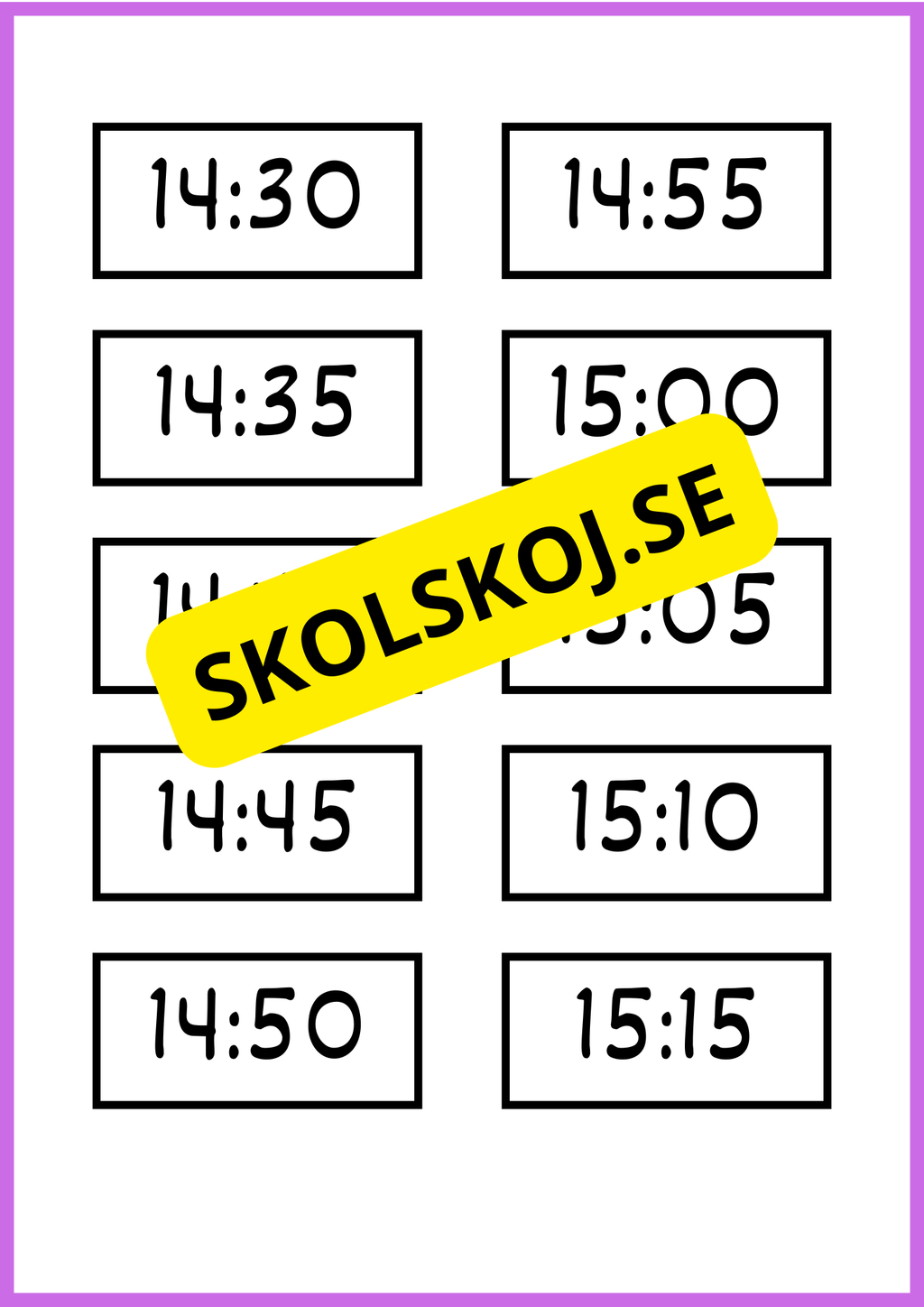 Skyltar till schema på tavlan