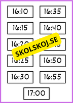 Skyltar till schema på tavlan