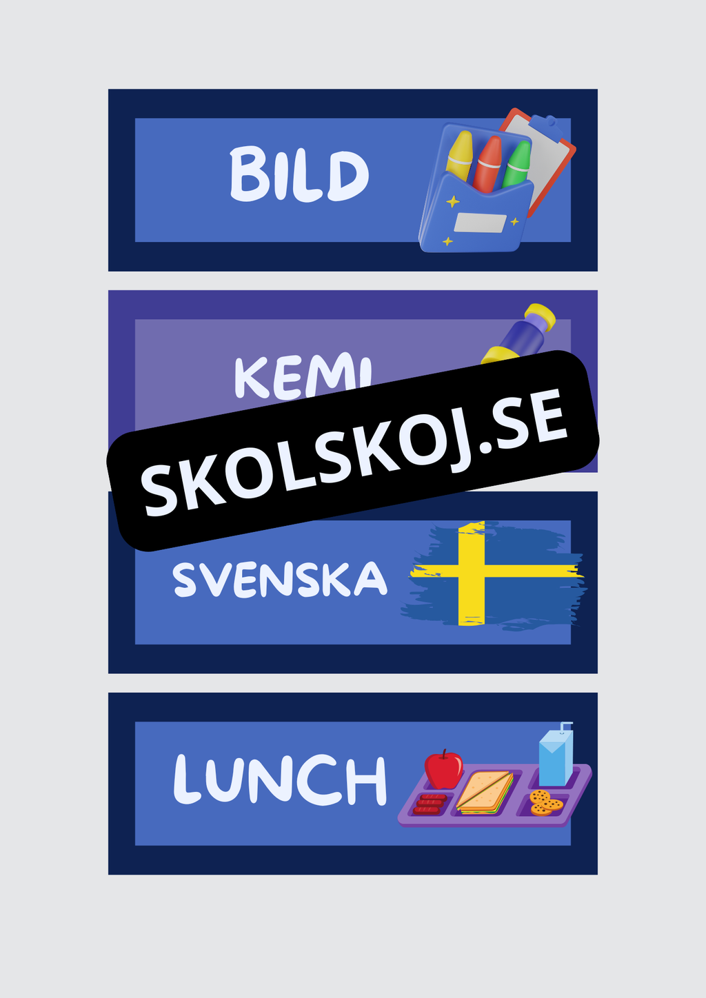 Skyltar till schema på tavlan