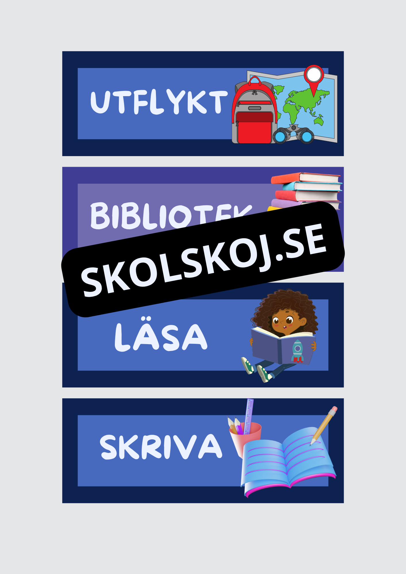 Skyltar till schema på tavlan
