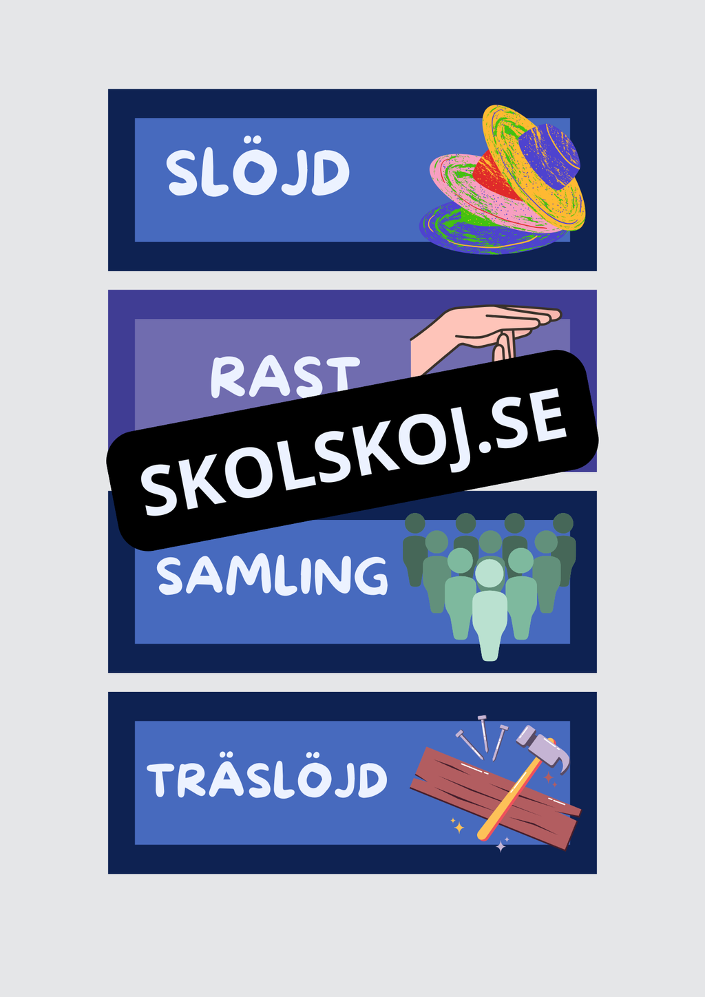 Skyltar till schema på tavlan