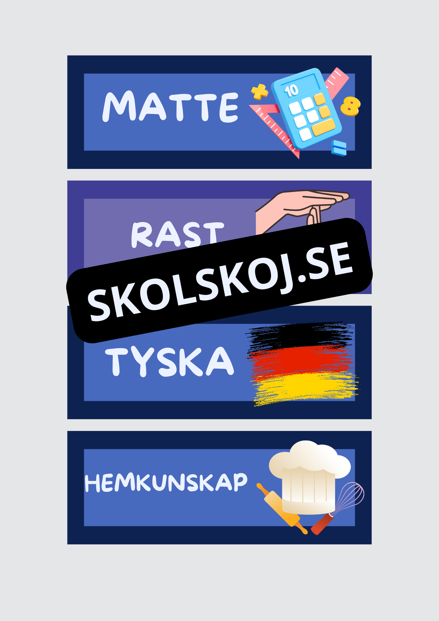 Skyltar till schema på tavlan