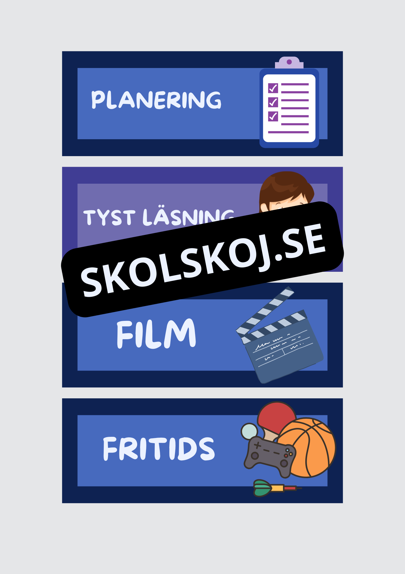 Skyltar till schema på tavlan