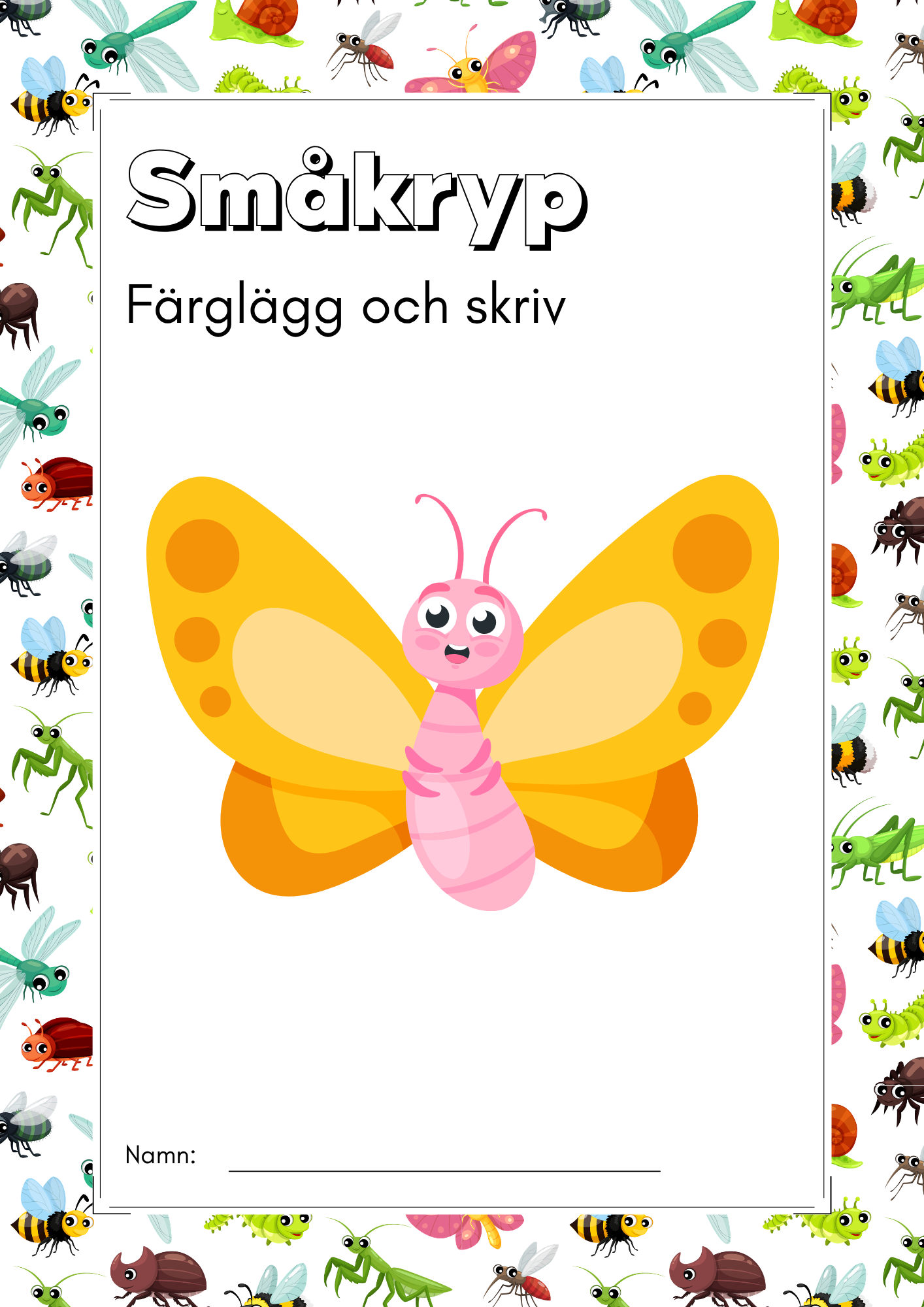 Småkryp - Färglägg och skriv