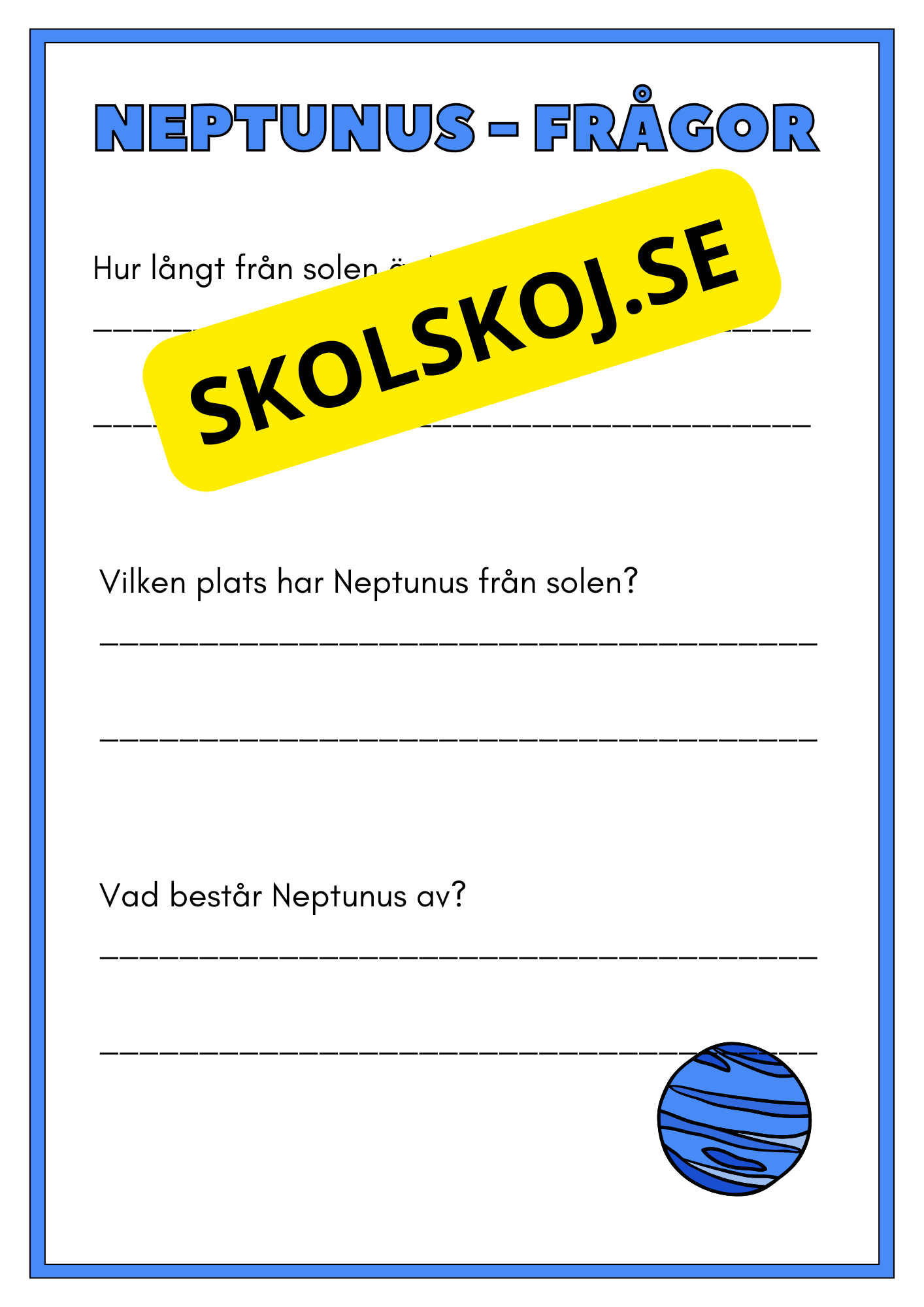 Solsystemet - Kortfakta och frågor (17 sidor)
