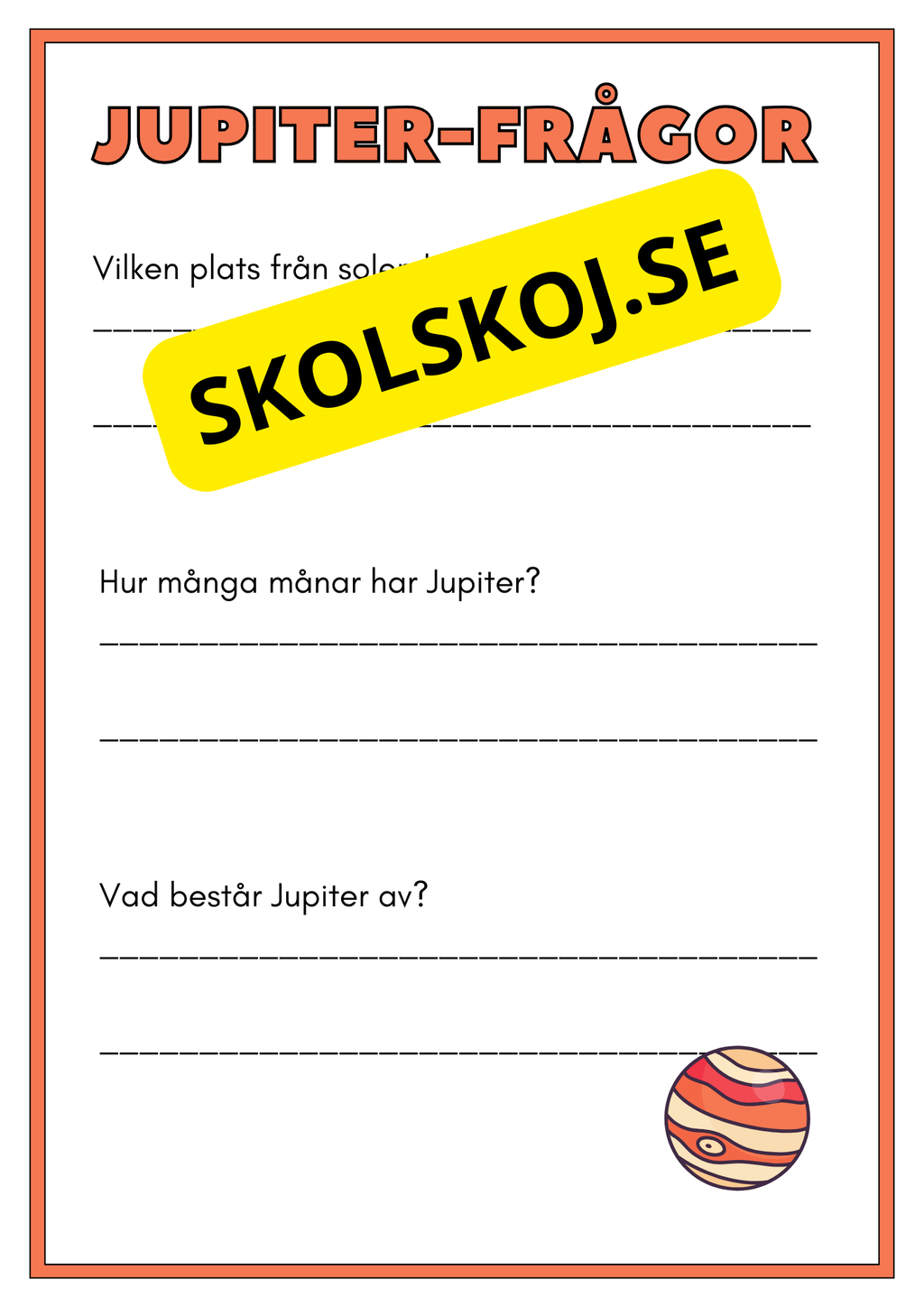 Solsystemet - Kortfakta och frågor (17 sidor)