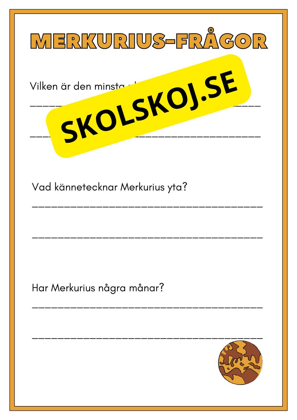Solsystemet - Kortfakta och frågor (17 sidor)