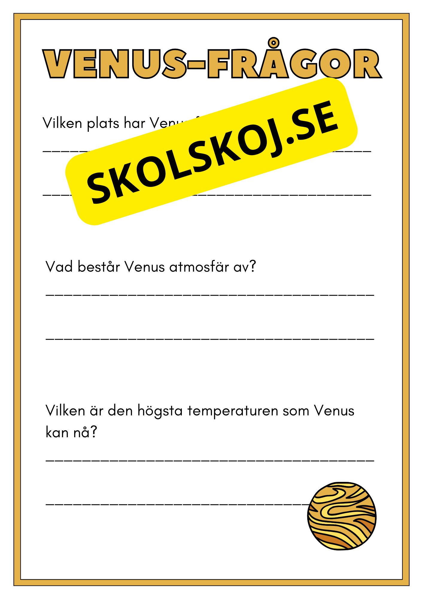 Solsystemet - Kortfakta och frågor (17 sidor)
