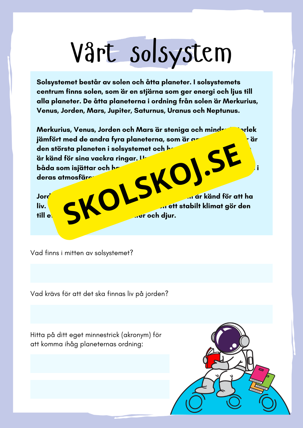 Solsystemet och lite till - Häfte