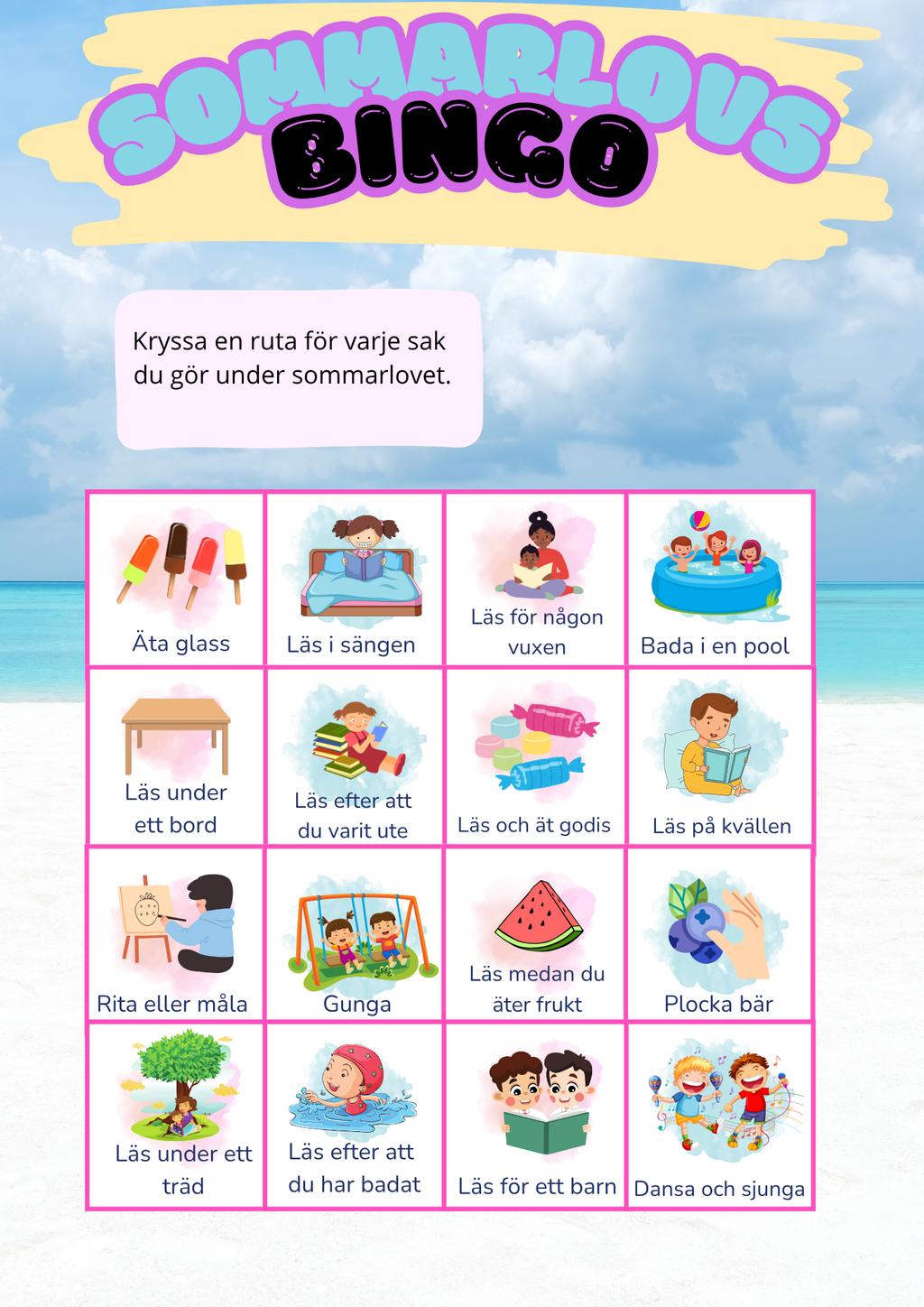 Sommarlovsbingo (4 st)