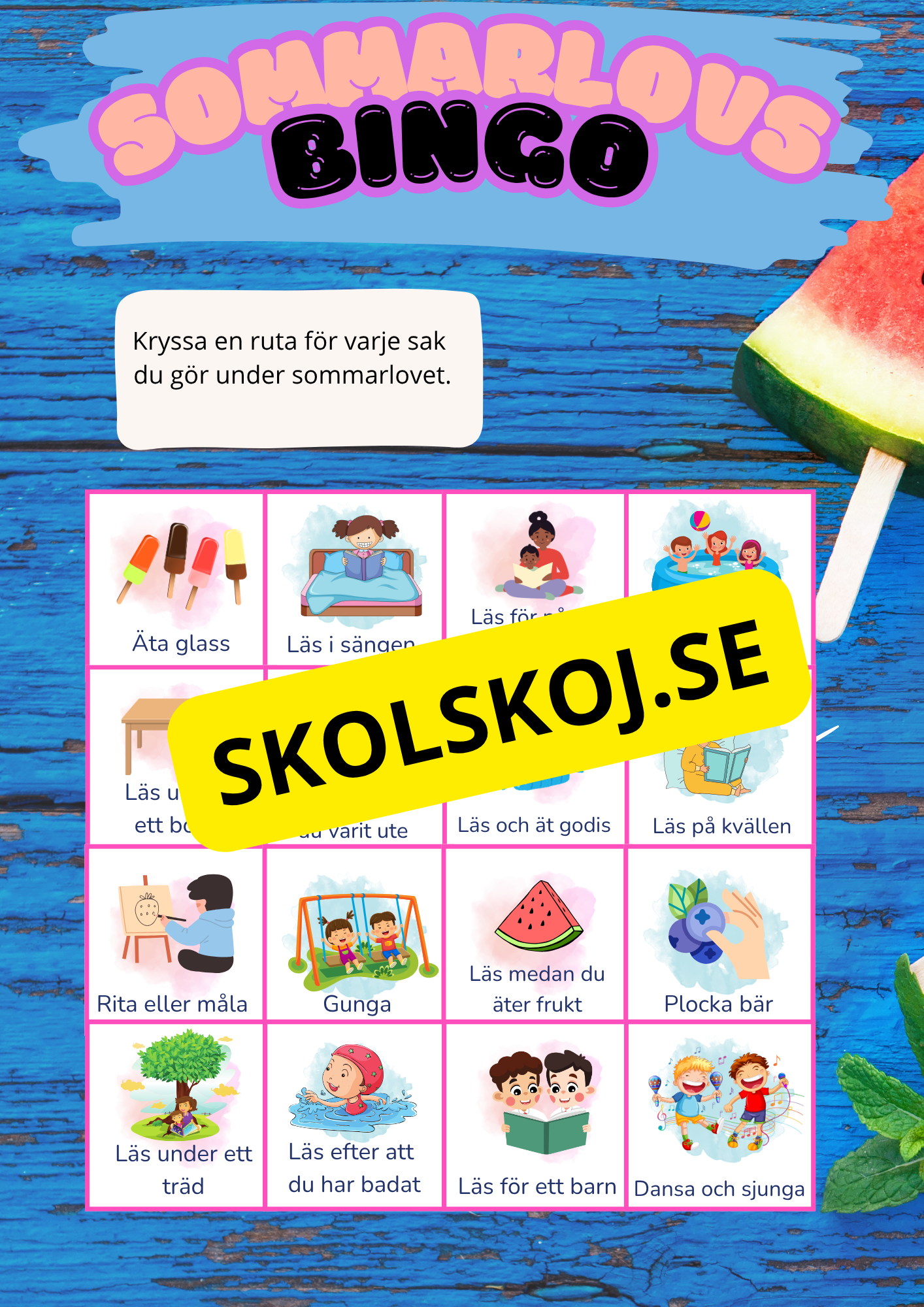 Sommarlovsbingo (4 st)