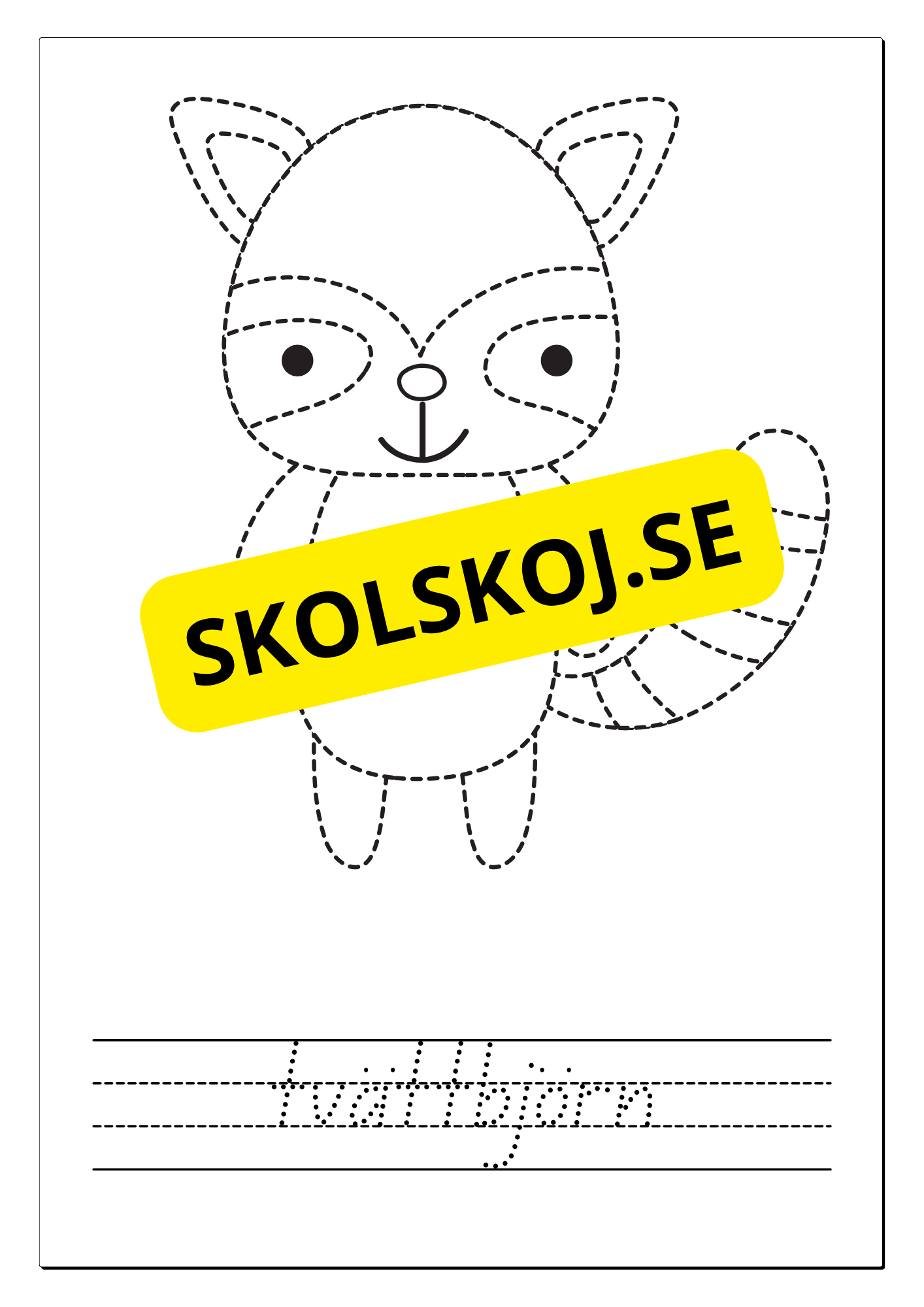 Spåra, färglägg och skriv - Tema djur