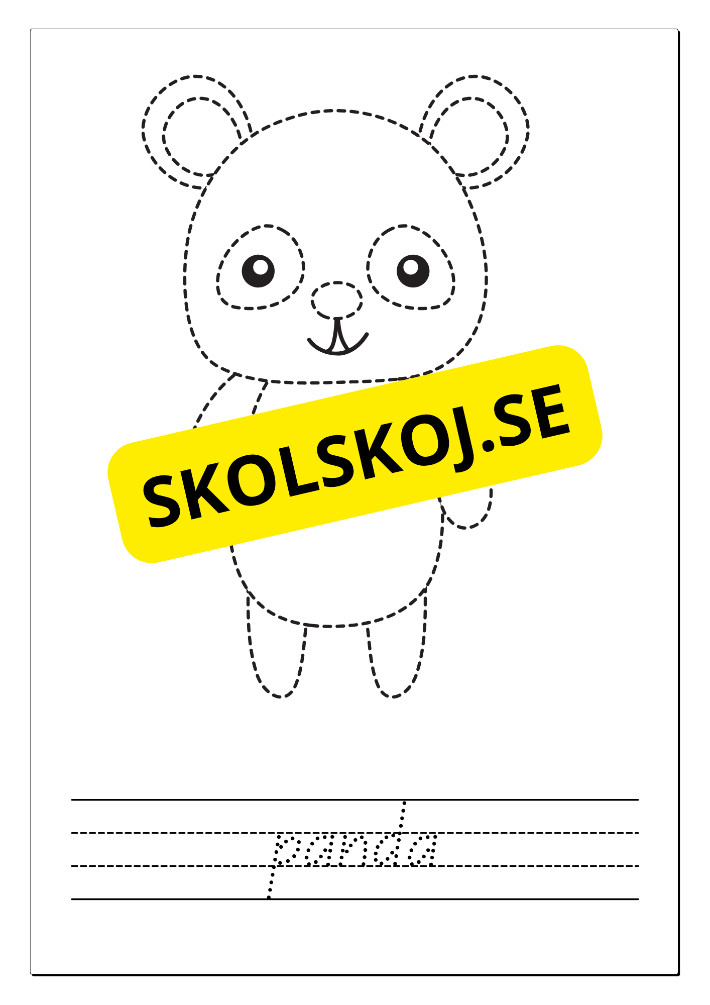 Spåra, färglägg och skriv - Tema djur
