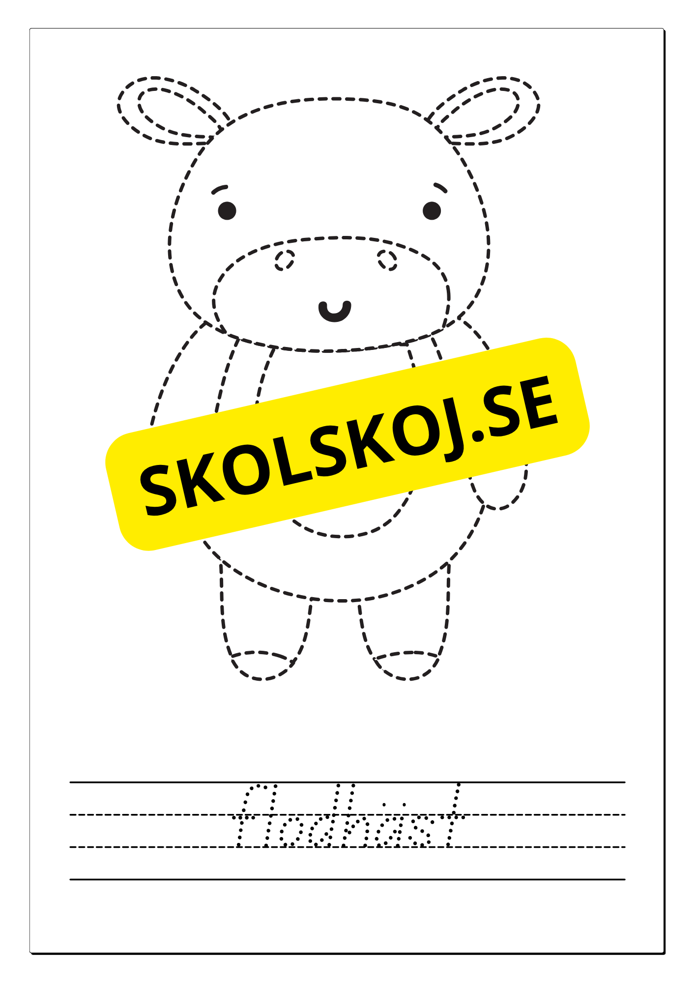 Spåra, färglägg och skriv - Tema djur