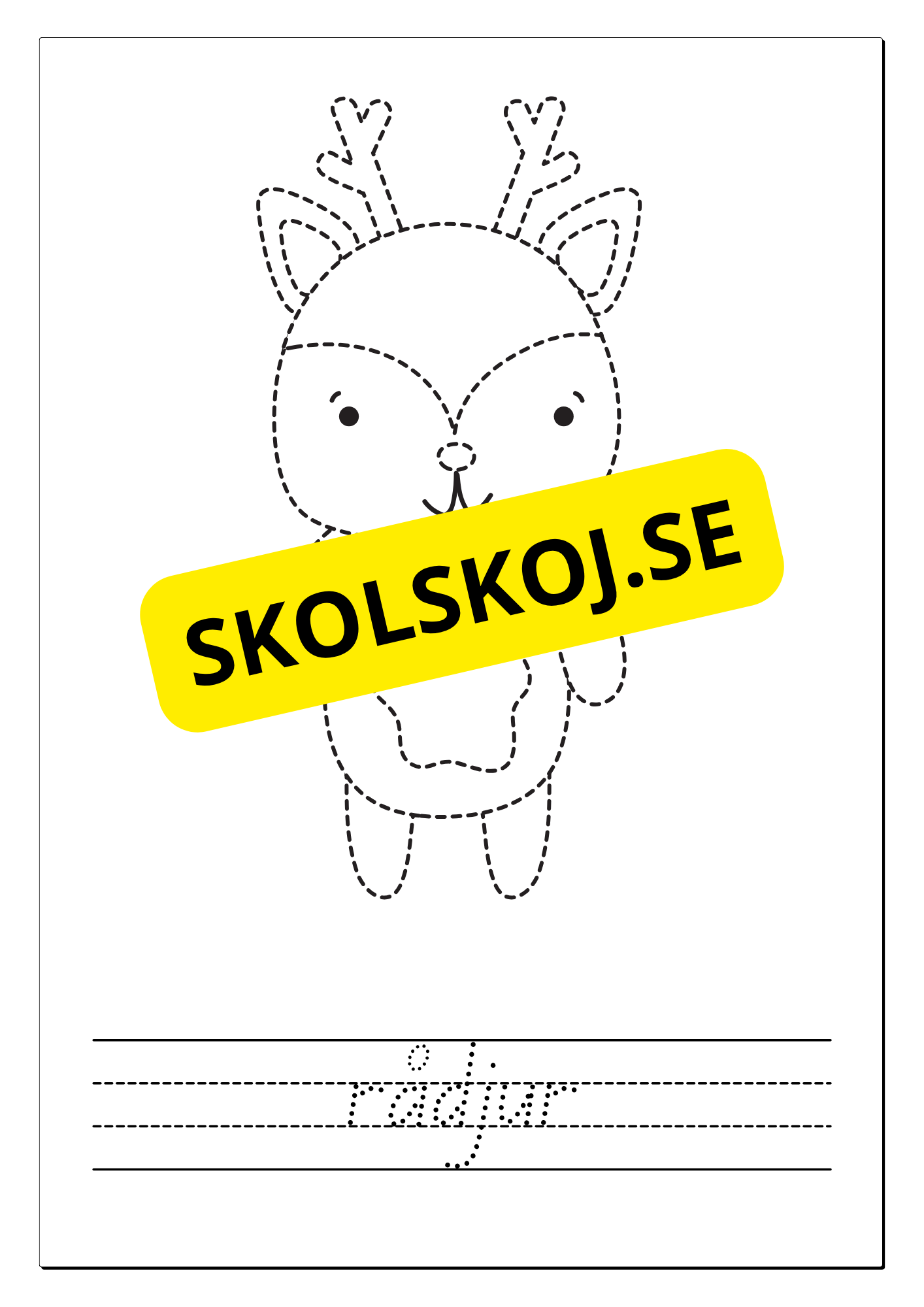 Spåra, färglägg och skriv - Tema djur